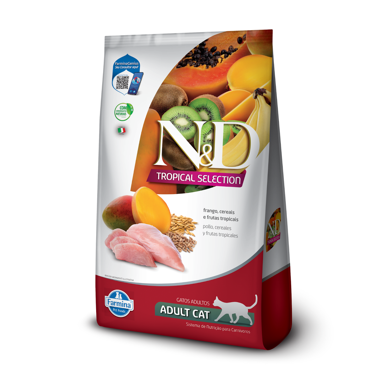 N&D Tropical para Gatos Adultos de Todas as Raças Sabor Frango, Cereais e Frutas Tropicais 7Kg