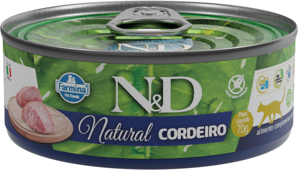 N&D Natural para Gatos de Todas as Raças Sabor Cordeiro e Blueberry 70g