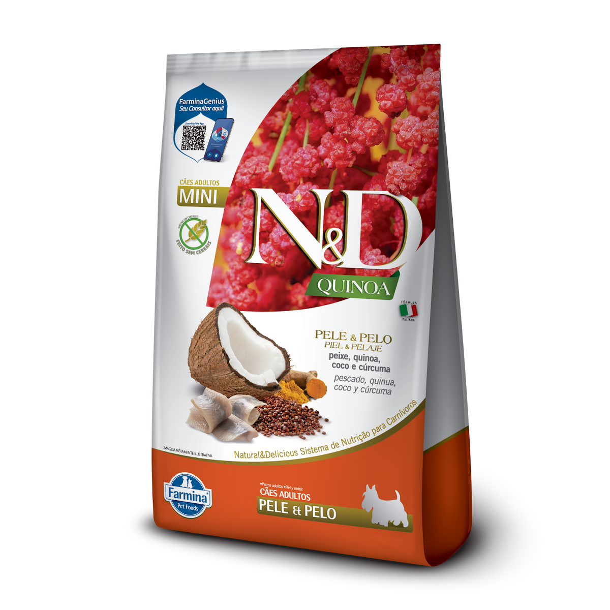 N&D Quinoa Pele e Pelo para Cães Adultos de Raças Mini e Pequenas Sabor Peixe 2,5Kg