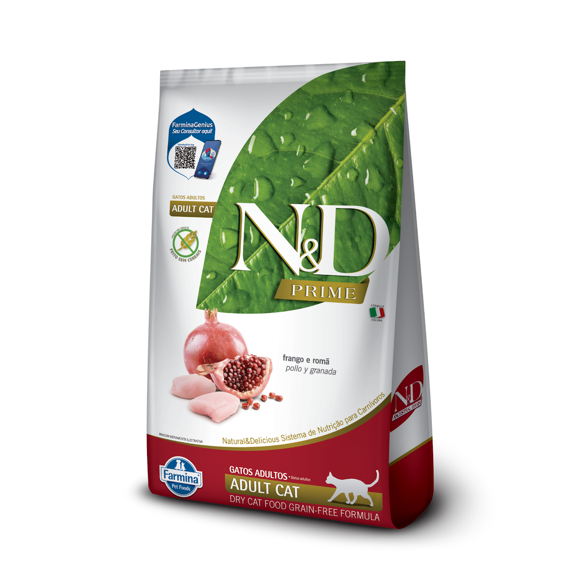 N&D Prime para Gatos Adultos de Todas as Raças Sabor Frango e Romã 400g