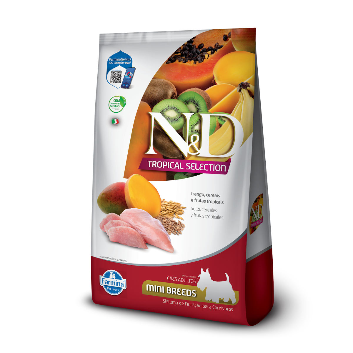 N&D Tropical para Cães Adultos de Raças Mini e Pequenas Sabor Frango, Cereais e Frutas Tropicais 2Kg