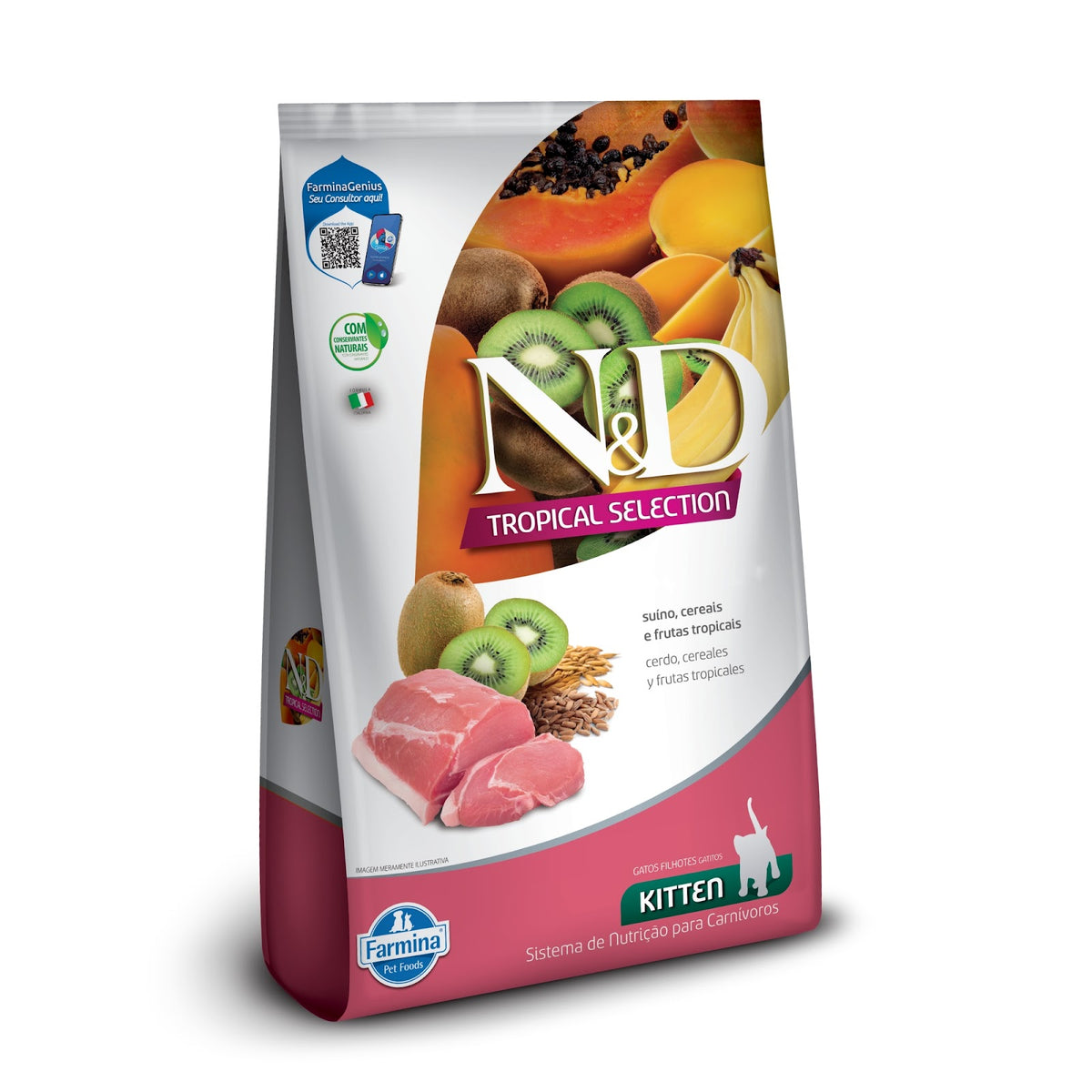N&D Tropical para Gatos Filhotes de Todas as Raças Sabor Suíno, Cereais e Frutas Tropicais 7Kg