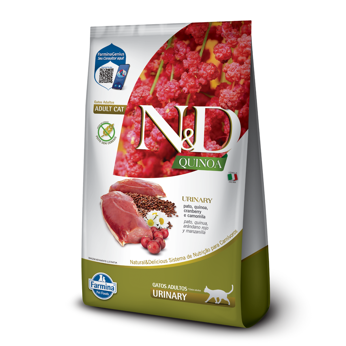 N&D Quinoa Urinary para Gatos Adultos de Todas as Raças Sabor Pato 400g