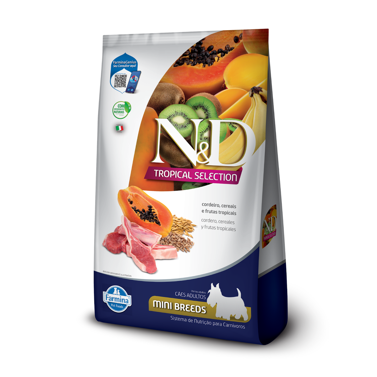 N&D Tropical para Cães Adultos de Raças Mini e Pequenas Sabor Cordeiro, Cereais e Frutas Tropicais 2Kg