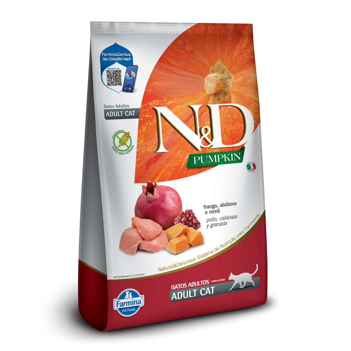 N&D Pumpkin para Gatos Adultos de Todas as Raças Sabor Frango, Abóbora e Romã 400g