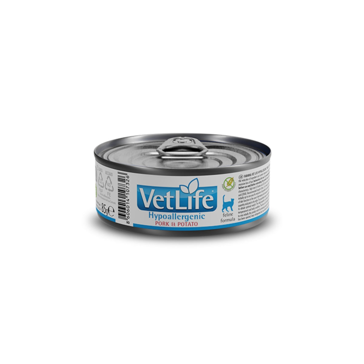Vet Life Hypoallergenic Pork & Potato para Gatos Adultos de Todas as Raças 85g