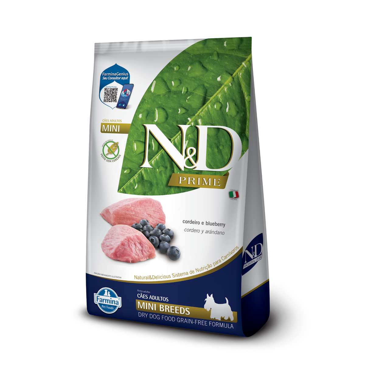 N&D Prime para Cães Adultos de Raças Mini e Pequenas Sabor Cordeiro e Blueberry 2,5Kg
