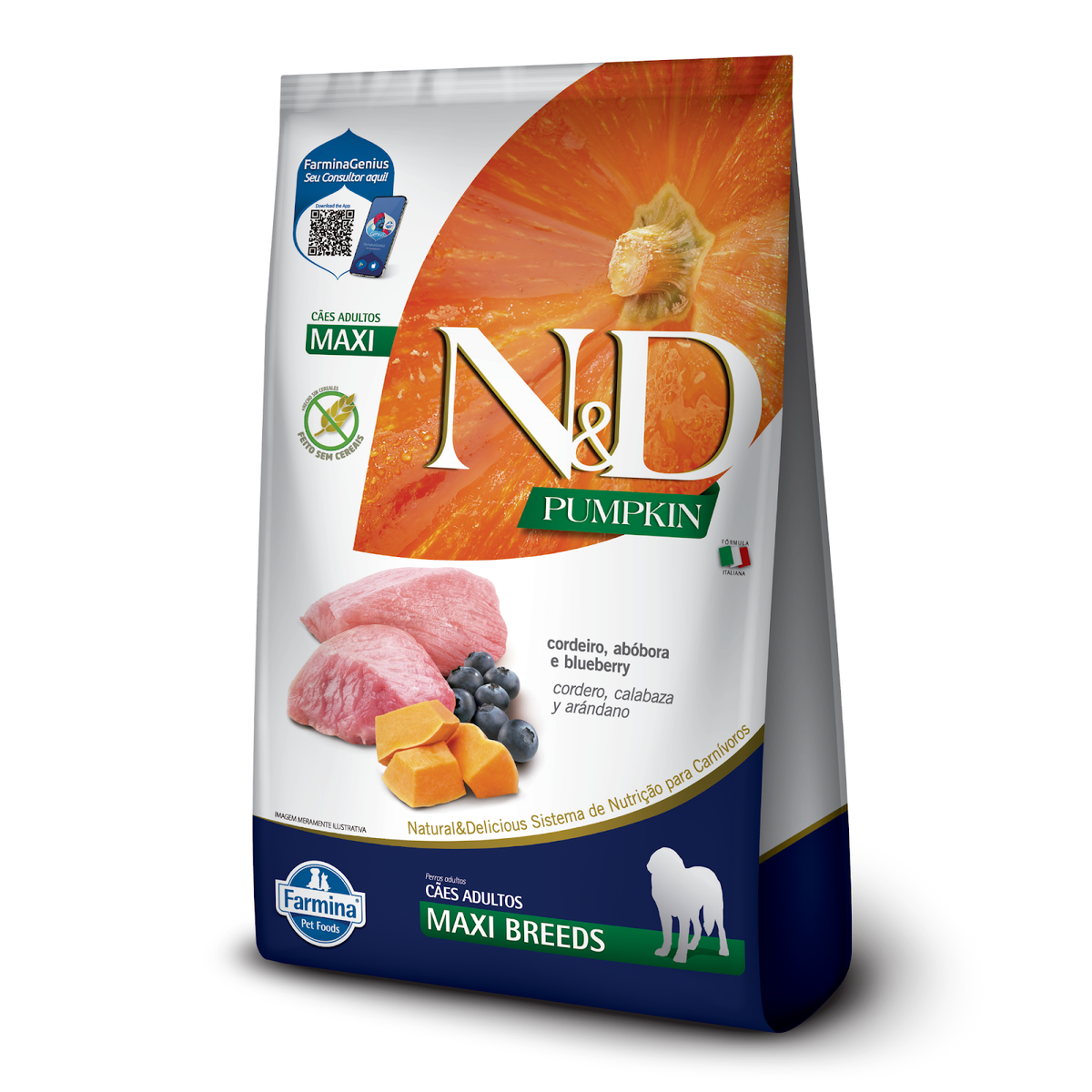 N&D Pumpkin para Cães Adultos de Raças Grandes e Gigantes Sabor Cordeiro, Abóbora e Blueberry 10,1Kg