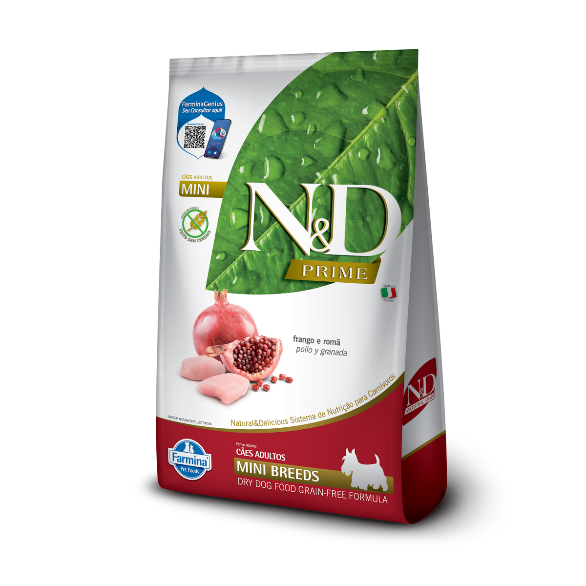 N&D Prime para Cães Adultos de Raças Mini e Pequenas Sabor Frango e Romã 2,5Kg