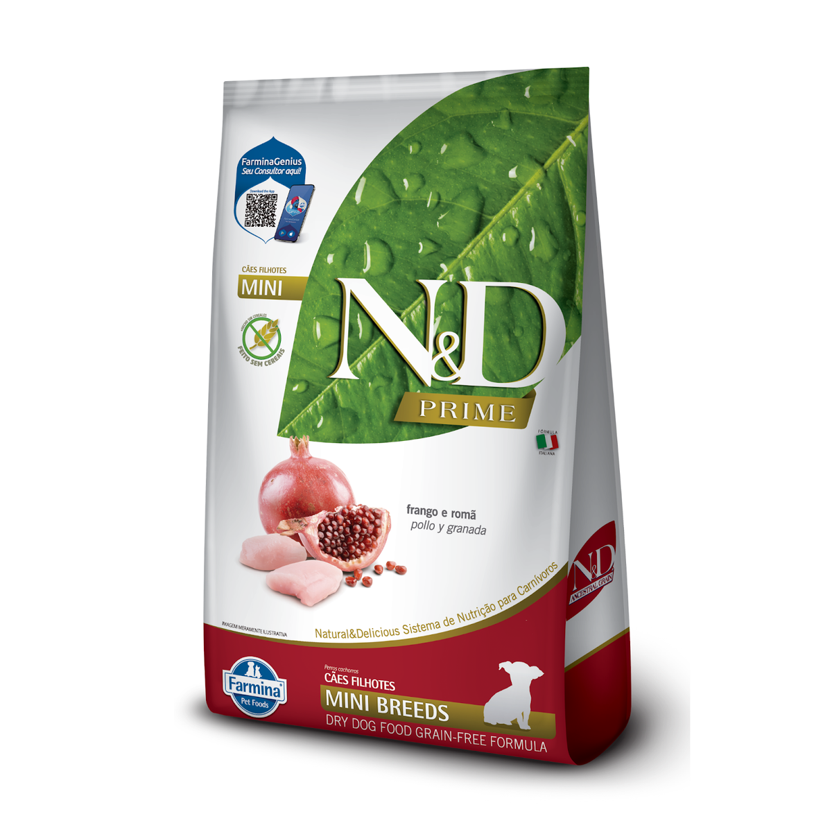 N&D Prime para Cães Filhotes de Raças Mini e Pequenas Sabor Frango e Romã 10,1Kg