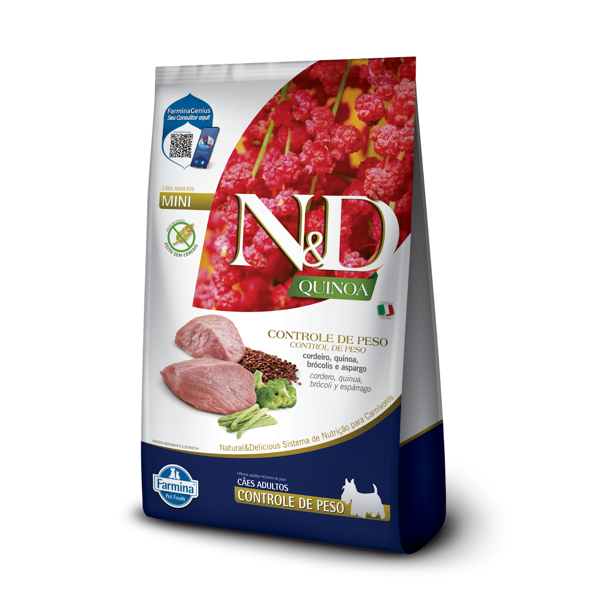 N&D Quinoa Controle de Peso para Cães Adultos de Raças Mini e Pequenas Sabor Cordeiro 2,5Kg