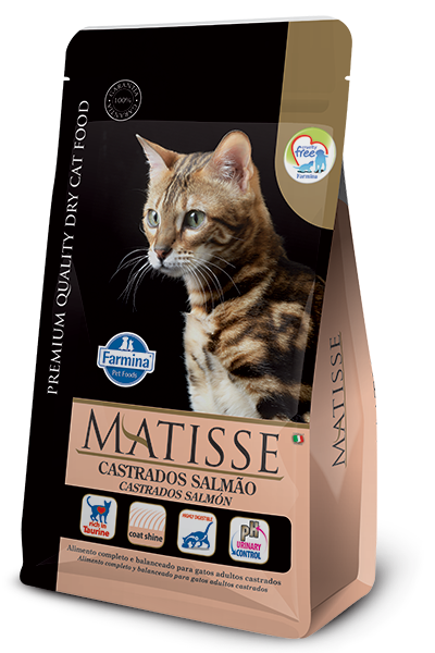 Matisse para Gatos Adultos Castrados de Todas as Raças Sabor Salmão e Arroz 2Kg