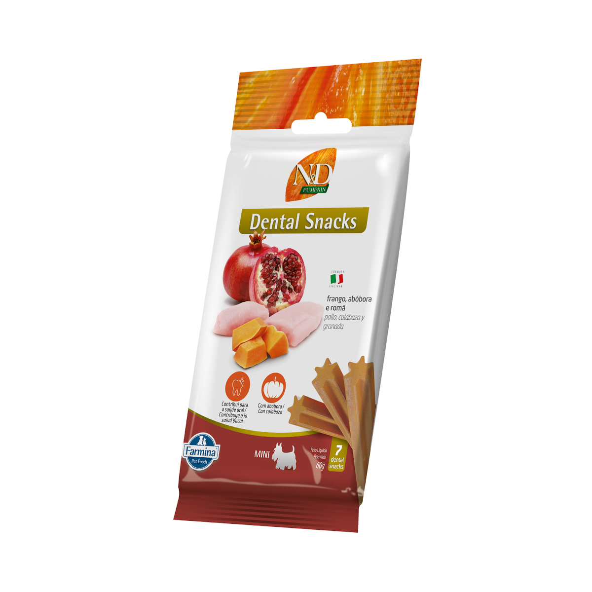 Petisco Dental N&D Pumpkin para Cães de Raças Mini e Pequenas Sabor Frango e Romã 60g