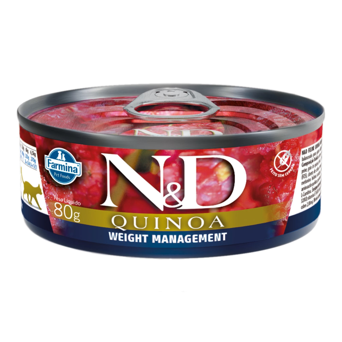 N&D Quinoa Controle de Peso para Gatos Adultos de Todas as Raças Sabor Cordeiro, Quinoa, Brócolis e Aspargo 80g
